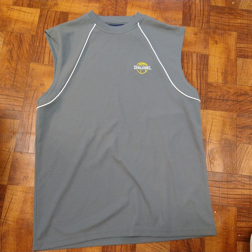 Vintage Spalding Sleeveless Gray Tank Top Athletic Sport Apparel Men's Medium